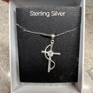 Sterling Silver Necklace Cross Pendant Sophistication Jewelry